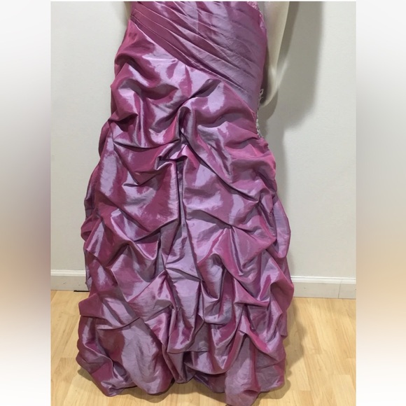 Womens Maxi Dress Size 4 Purple Ruffle Beaded Silver Embellished‎ Formal Gown - Picture 9 of 11